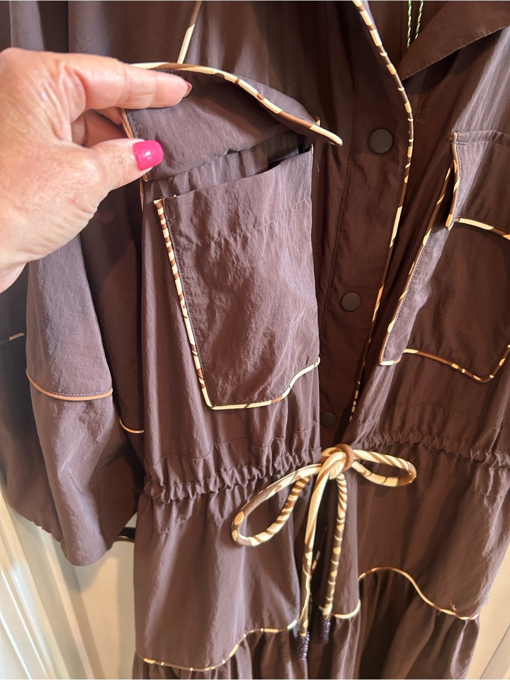Farm Rio Chocolate Brown Drawstring Dress - Picture 7 of 9